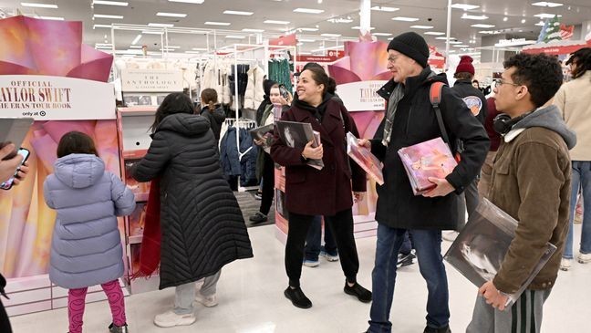 Guests shop Taylor Swift Exclusive Products and Target Black Friday Deals on November 29, 2024 in Jersey City, New Jersey. (Photo by Dave Kotinsky/Getty Images)