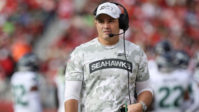 FILE - Seattle Seahawks head coach Mike Macdonald walks on the sideline during the first half of an NFL football game against the San Francisco 49ers in Santa Clara, Calif., Sunday, Nov. 17, 2024. (AP Photo/Jed Jacobsohn)