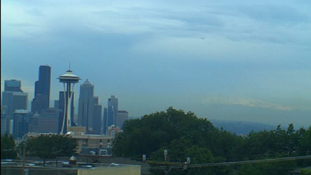 Another mostly cloudy summer day in Seattle. (Taken June 27, 2011, courtesy Puget Sound Clean Air Agency Web camera.)