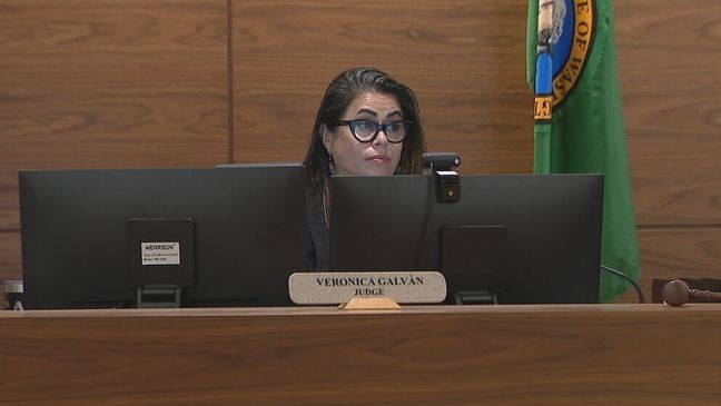 King County Superior Court Judge Veronica Galvan oversees the hearing to determine whether public defenders violated her order during a visit to the home where a teen is accused of killing five family members in Fall City. (KOMO){&nbsp;}