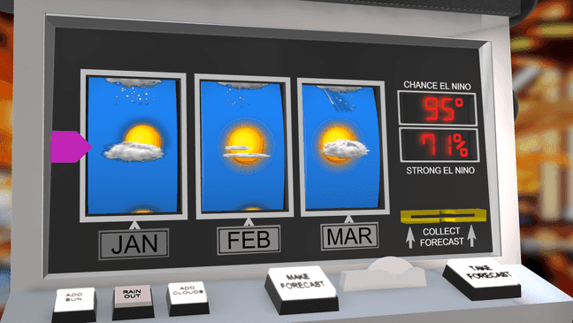 The slot machine forecast graphic for the{&nbsp;}El Niño predictions. (KOMO){&nbsp;}